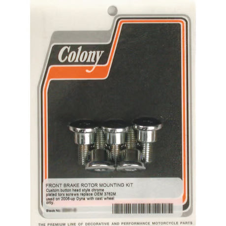 Colony, front brake rotor bolt kit. Chrome Item No: 989939