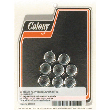 Colony forsænkede fladskiver 1/4" – krom, 8 stk.