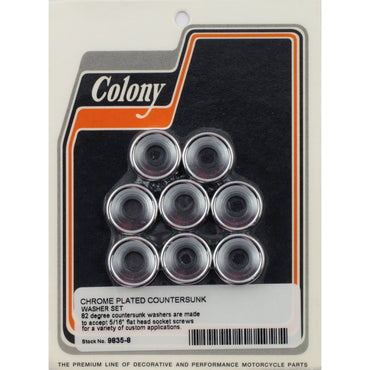 Colony forsænkede skiver 5/16" – krom, 8 stk.