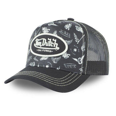 Von Dutch kasket med grafisk design – sort/hvid