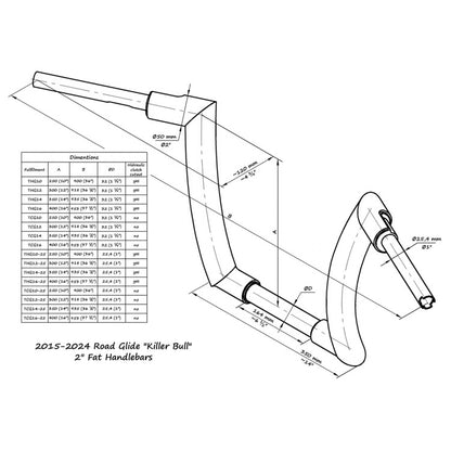 Killer Custom 2" 'Killer Bull' Fat Bar – Glanssort (14" Rise)