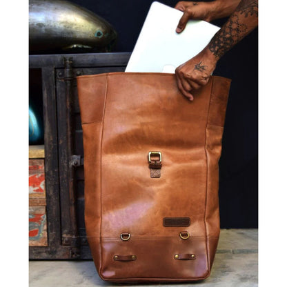 Trip Machine Backpack-sidetaskerygsæk – vintage tan