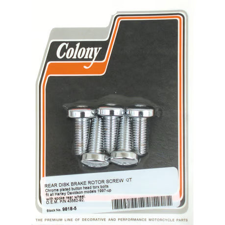 Colony, front/rear brake rotor bolt kit. Button head Torx Item No: 997407