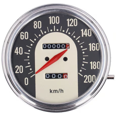 FL speedometer, '62-67 electra face', black/gold. 2:1 kmh Item No:  900970