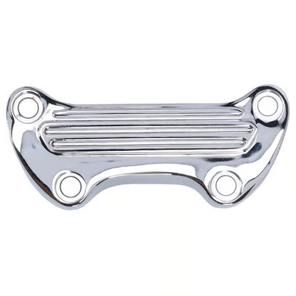 Øverste Styr-Klemskinne i OEM-stil (Krom / Finned) – Retro Top Clamp med Køleribber uden Skørt til Harley-Davidson Sportster & Big Twin