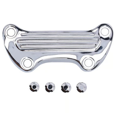 Øverste Styr-Klemskinne i OEM-stil (Krom / Finned) – Retro Top Clamp med Køleribber uden Skørt til Harley-Davidson Sportster & Big Twin